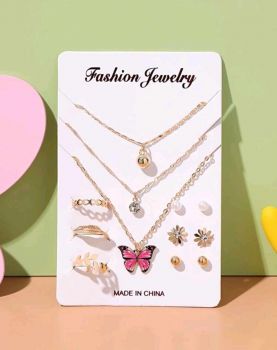 Faux Pearl & Butterfly Decor Jewelry Set