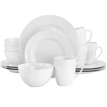 Gibson Home Classic Pearl Rim 16 Pc Dinnerware Set White