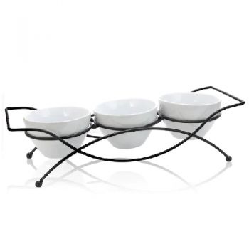 Gracious Dining 3 Piece Serving Tidbit Dish Set With Wire Stand