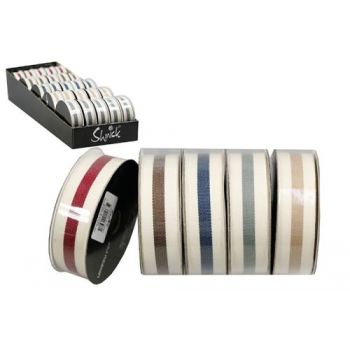 D - Shmick Pastel Striped Cotton Ribbon / 22mm x 2M (5 Assorted Colours in CDU)