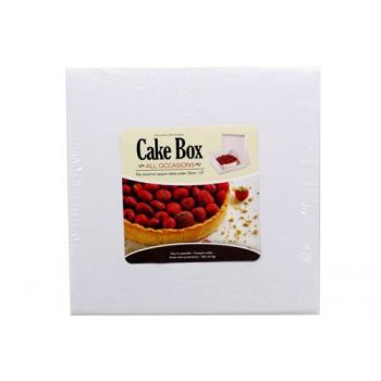 Cake Box / Fits Round or Square Cakes Under 25cm (Cardboard & White)