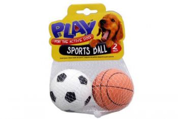 Dog Toy Sports Ball / 6cm (Pack of 2) Assorted Colours
