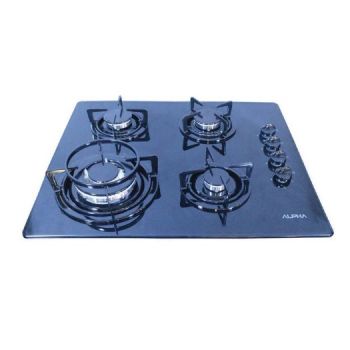 Alpha HOB Cooktop Gas 4B Black Glass 60cm #PL640STGB(B)-E, 