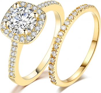 2 Pcs Crystal Charm Ring Set #09