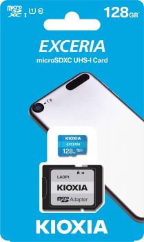 Kioxia 128GB microSD Exceria Flash Memory Card w/Adapter U1 R100 C10 Full HD High Read Speed 100MB/s