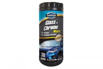 AutoBright Auto Glass & Chrome Wipes / Pack of 30 (17.7 x 20.3cm)
