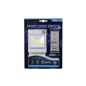 Lumicell Pivot Light Switch With Remote / 10 x 8cm (200 Lumens) Magnetic Back (Batteries Included)