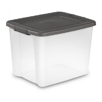 Sterilite - Clear Tote Box With Grey Lid - 47 Litre 50.5cmx39.4cmx37.5cm