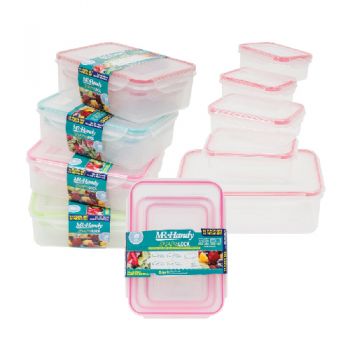 Mrhandy - 10 Piece Rectangular Food Container Assorted Colors