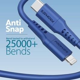 Promate 20W USB-C to Lightning Charge Cable, 1.2m, Blue