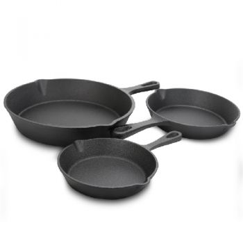 General Store - Addlestone 3 Piece Pre Seasoned Skillet Set - 15.2cm, 18.4cm, 25.4cm