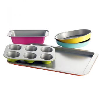 Gibson Home - Lyneham 5 Piece Baking Set 5 Assorted Colors - 2 X 23cm, 38.1cm X 24.4cm, 25.4cm X 13.34cm