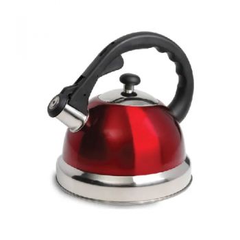 Mr Coffee - Claredale Stainless Steel Whistling Tea Kettle - Red - 2.1l