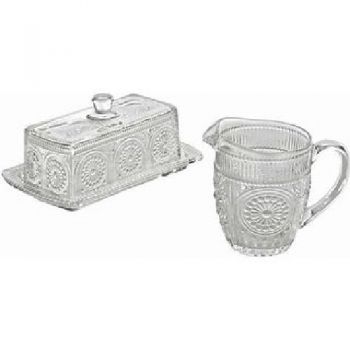 The Pioneer Woman- Adeline 3 Piece Butter Dish & Creamer Set- Clear
