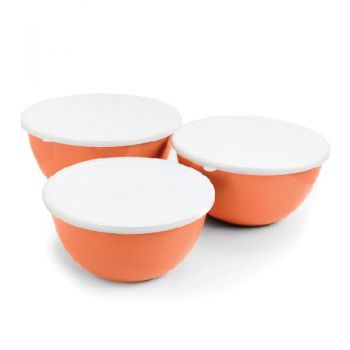 Gibson Home - Plaza Cafe 3 Piece Mixing Bowl Set With Plastic Lids - 2.1l, 3.1l, 3.7l