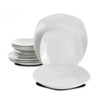 Gibson Home - Classic Pearl Square 12 Piece Dining Set - 4 X (25.7cm, 21.5cm, 18.5cm)