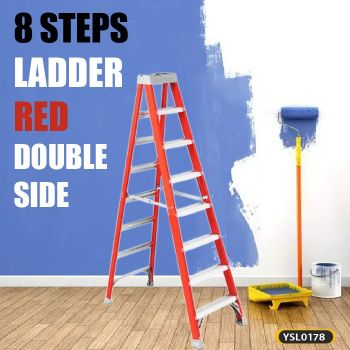 8 STEPS LADDER RED DOUBLE SIDE