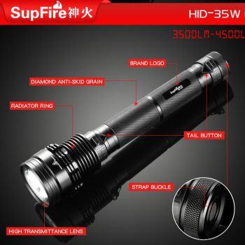 Superfire Flashlight HID-35W 