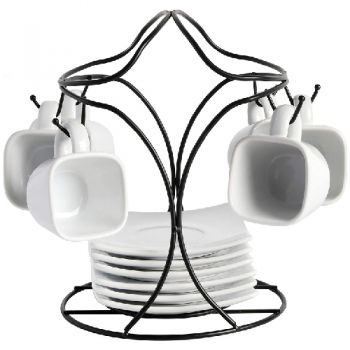 Gibson Home 6pcs Gracious Dining Espresso Set With Metal Rack - White