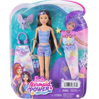 Barbie Mermaid Power Skipper Doll with 10 Pieces Including Clothing, Mermaid Tail, Pet & Accessories