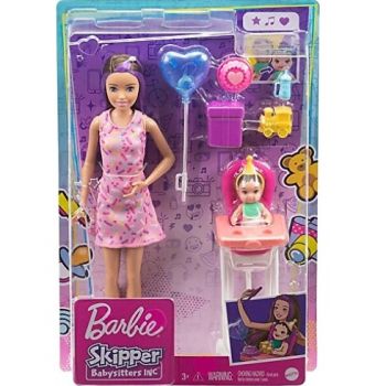 Barbie Skipper Babysitters Inc Birthday Playset with Babysitter Doll & Baby Doll with Colour Changing Effect and Accessories
