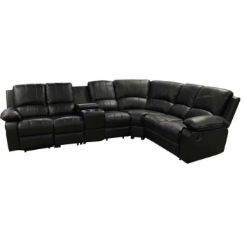 Ava 5 Seater Half Leather Corner Lounge Black