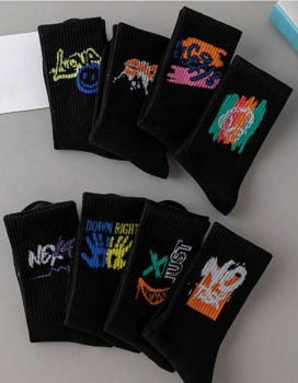 Mens Black Socks Horror Novelty design and mid length