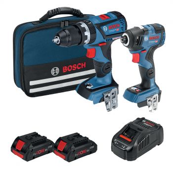 Bosch 18V 2pc Kit HD Brushless Procore 18V Kit, GSB 18V-85, GDX 18V-200C, 2 x 8.0Ah Batteries