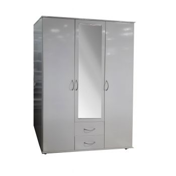 LINDEN VII 3 DOOR WARDROBE - MIDDLE DOOR WITH MIRROR	HIGH GLOSS WHITE 