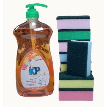 KP Dishwashing Liquid - 750ML | 10 Pieces Of Scouring Pads