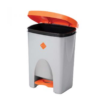 Phoenix Delux Pedal Bin Silver/Orange - 18L 