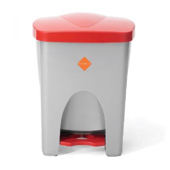 Phoenix Delux Pedal Bin Silver/Red - 18L 