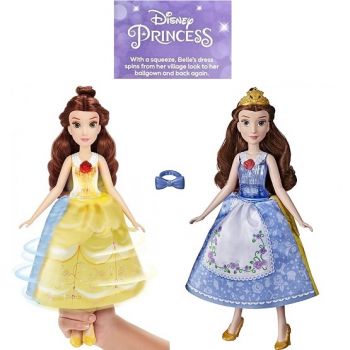 Disney Princess Spin and Switch Belle, Quick Change Fashion Doll Inspired by The Movie Beauty and The Beast