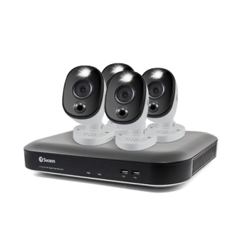 Swann 4 Camera 8 Channel 4K Ultra HD DVR Security System DVR-5580 with 2TB HDD & 4 x 4K Heat & Motion Sensing Warning Light Security Cameras PRO-4KWLB SWDVK-855804WL