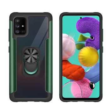 For Samsung Galaxy A51 PC +TPU + Metal Shockproof Protective Case with Ring Holder(Green)