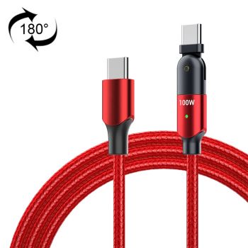 FXCTL-WYA09 100W 5A USB-C / Type-C to Type-C 180 Degree Rotating Elbow Fast Charging Cable, Length:2m(Red)