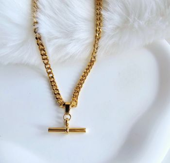 18K Gold Plated T Link Necklace 