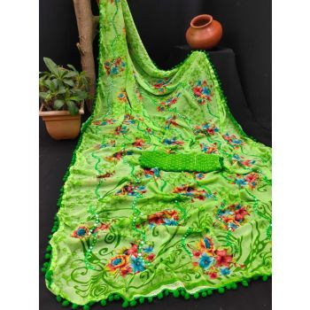 ASL059- FLOWERY SAREE GREEN