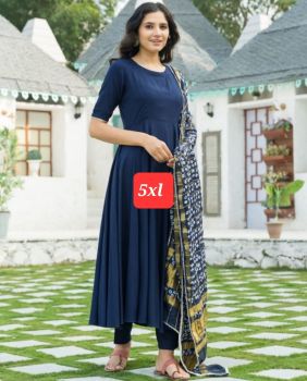 2023 SLB09 BLUE RAYON KAMEEZ SIZE 5XL