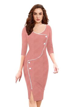 New Exclusive 3/4 Sleeve Body Cone Dress