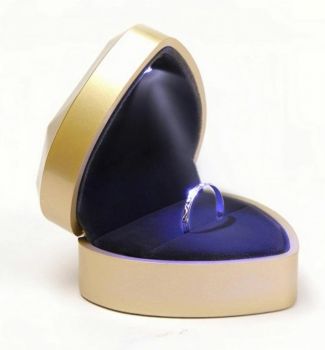 Heart shaped ring/earring box with light 