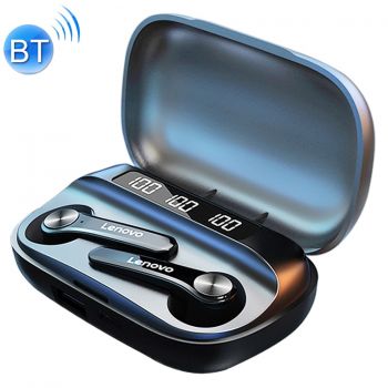 Original Lenovo QT81 TWS CVC8.0 Noise Reduction Touch Bluetooth Earphone with Charging Box & Digital Display, Support Power Bank(Black)