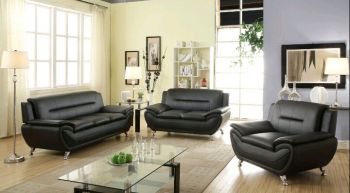 3-2-1 Leather Sofa Set Black