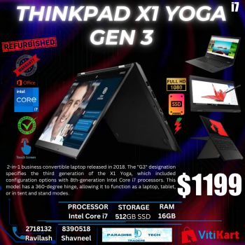 Lenovo Thinkpad X1 Yoga G3 i7 8650U Up to 4.2Ghz 16GB 512GB NVMe W11 Pro