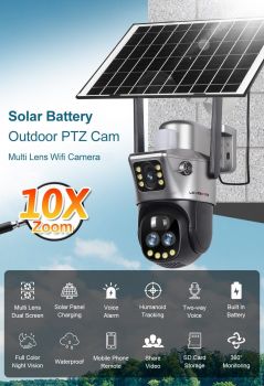 Dual Screen Solar Wifi Camera (LS-CS3U-10X) + 64GB Memory Card
