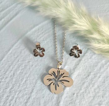 Stainless Daily Wear Hibiscus Jewelry Set 