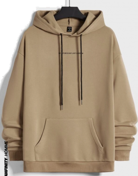 Mens Graphic Khaki Hoodie with Pockets and Drawstring