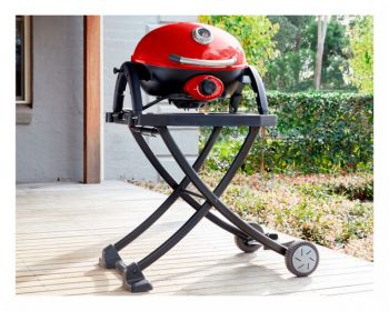 MASPORT PORTABLE GRILL CLASSIC IN CHILLI RED WITH FOLDING CART
