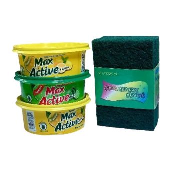 3 Packs Of Max Active Dishwashing Paste | 10 Pieces Of Scouring Pads