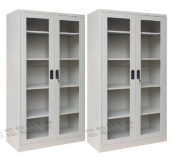 FILE CABINET  WITH 2 GLASS DOORS      